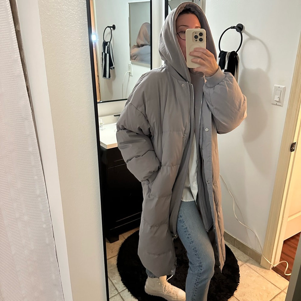 Missguided Light Gray Long Puffer Jacket - image 5